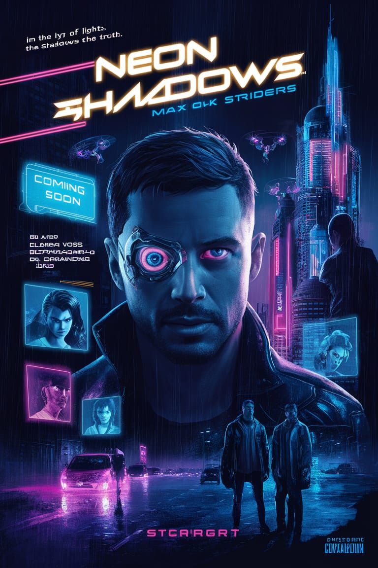 Neon Shadows in Cyberpunk Noir Style