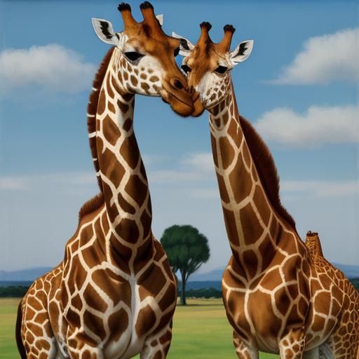 Giraffe in Impressionist Style with Brown Sugar and Artistic...