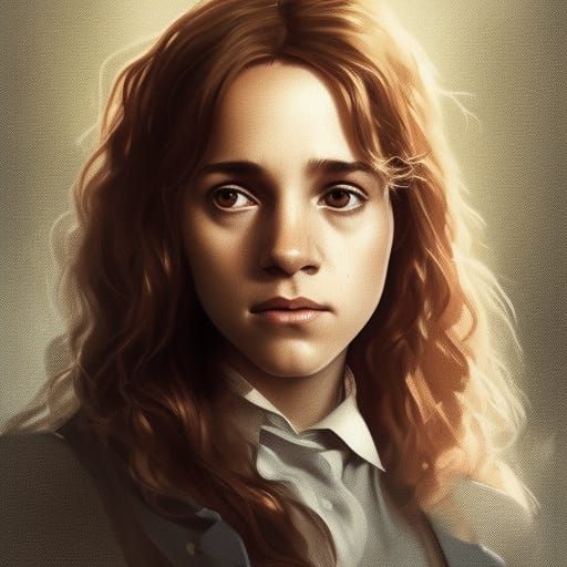 Hermione and Harry Portrait in Art Nouveau Style
