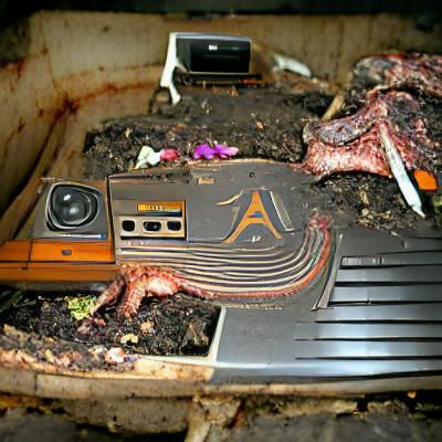 Atari Console and Rotting Skeleton: Memento Mori