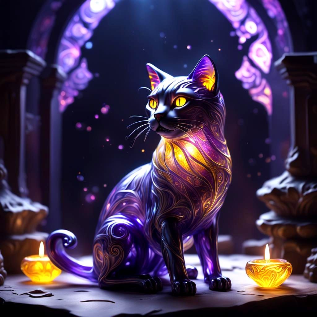 Blown Glass Cat: Dark Fantasy Concept Art
