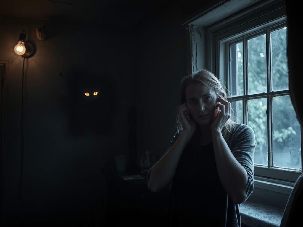 Terrifying Cat in Old House Horror Scene