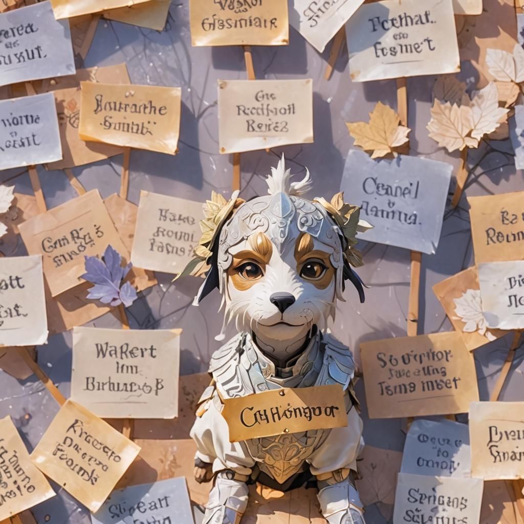 Anime Warrior Kneeling in Misty Forest