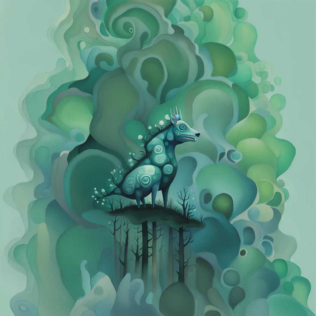 Kind Fractal Creature in Nordic Gouache Style