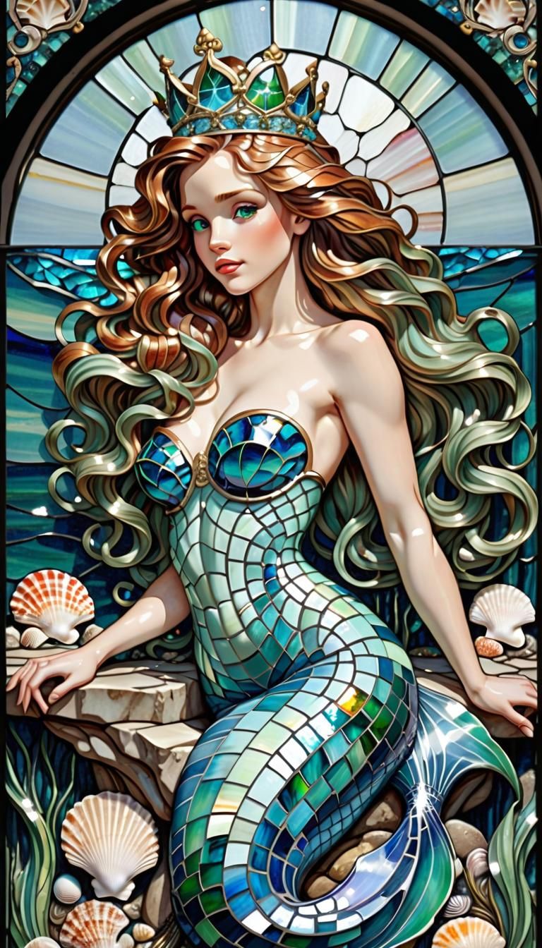 Stained Glass Mermaid, v1