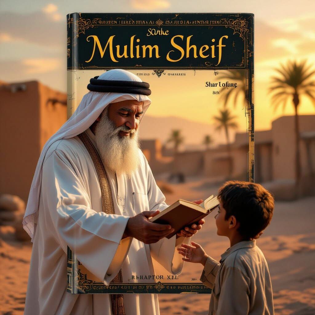 Compassionate Sheikh Offers Book to Child at Sunset