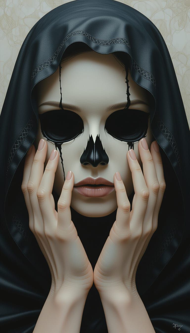 The Grim Reaper's Gaze: Death Looks Through Her Palms