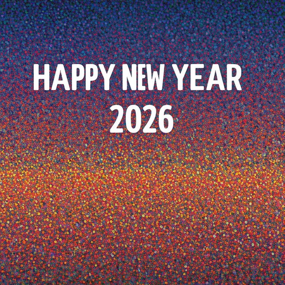 Happy New Year 2026 Greeting in Pointillism Style