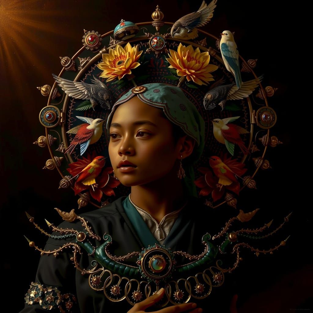 Masterpiece Painting of Beauty and Truth with Vibrant Colors