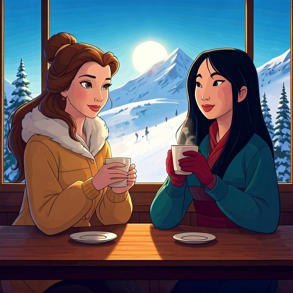 Disney Princesses Ski in Winter Wonderland