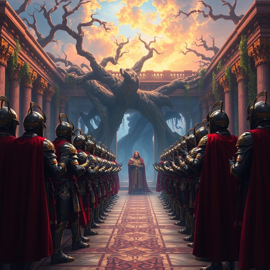 Knights' Allegiance: A Matte Painting of Loyalty and Honor