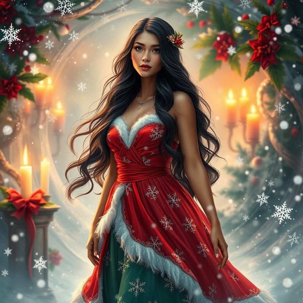 Winter Wonderland Woman in Enchanted Hawaiian Dress