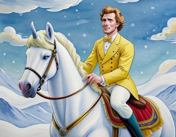 Fairy Rides Unicorn Under Van Gogh Sky