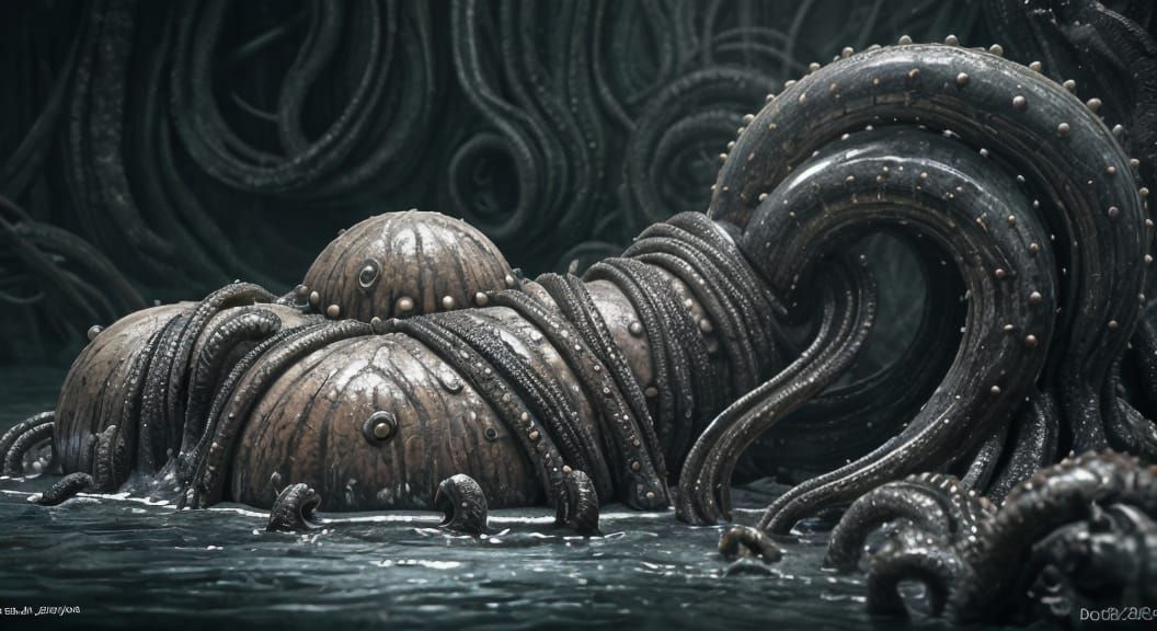 Disturbing Corpulent Woman with Tentacles in HR Giger Style