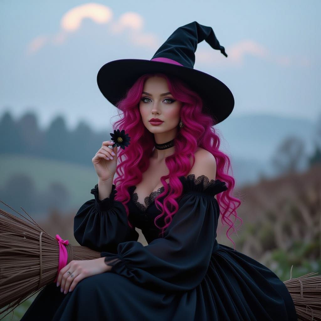 A whimsical, high-fantasy portrait of a young woman with vib...