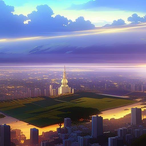 Anime-Style Cityscape Inspired by Studio Ghibli