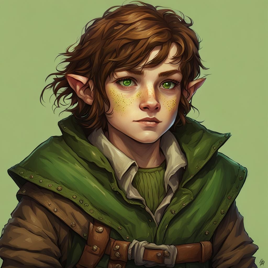 Female Halfling Criminal Portrait with Freckles