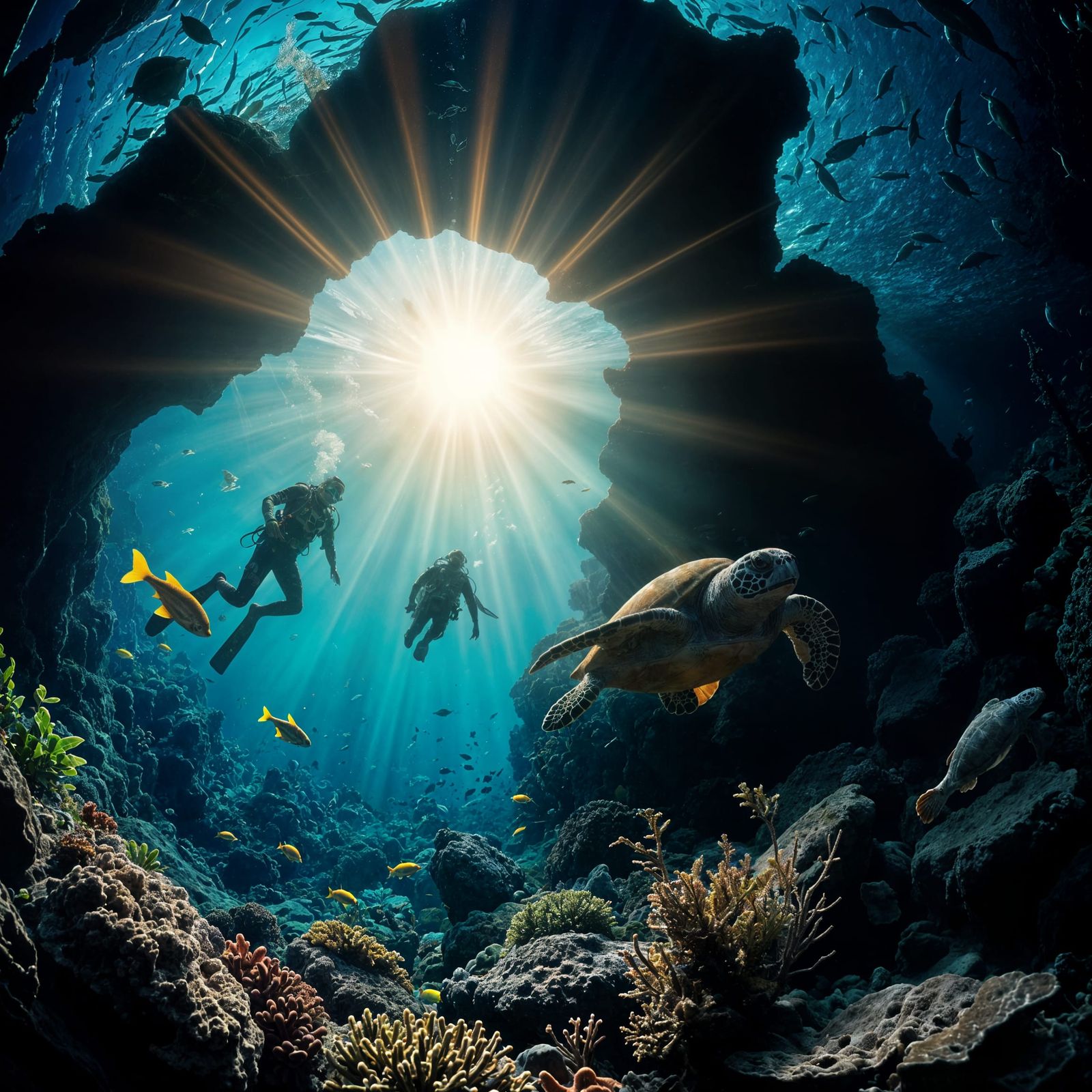 Surreal Underwater Masterpiece with Psychedelic Flair