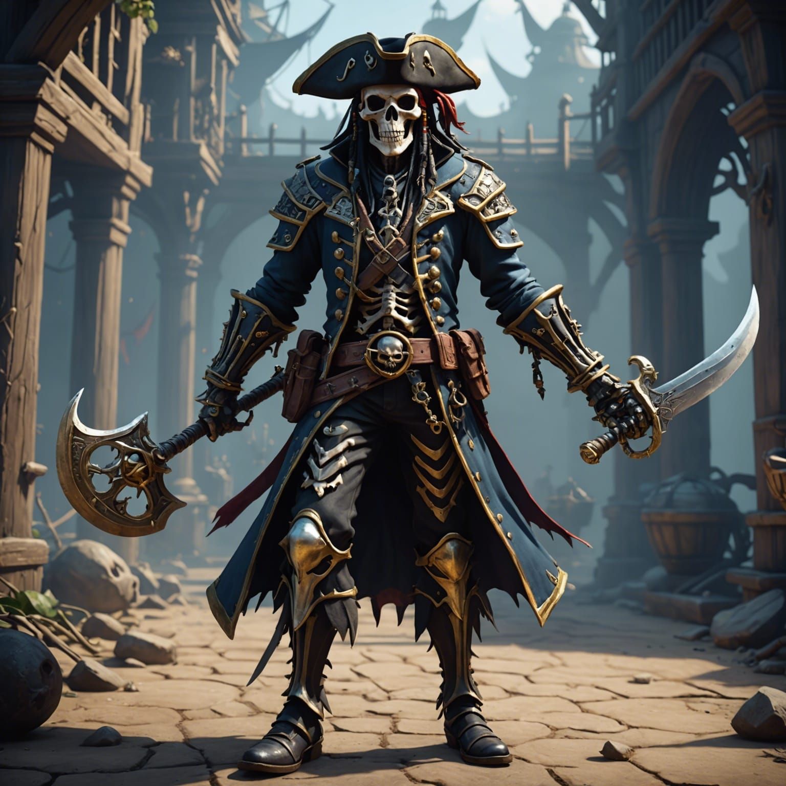 Pirate Skeleton Champion in Raid Style
