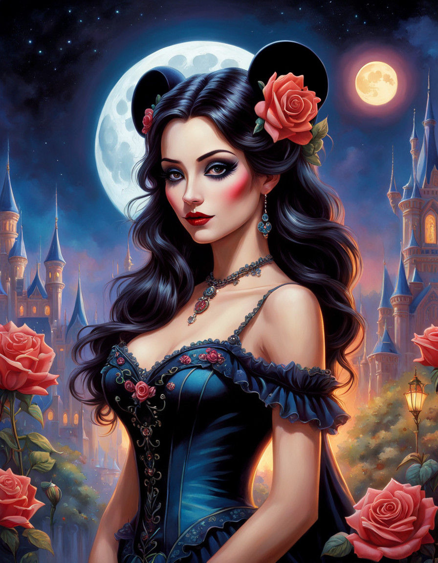 Mysterious Catrina in Whimsical Disney Style