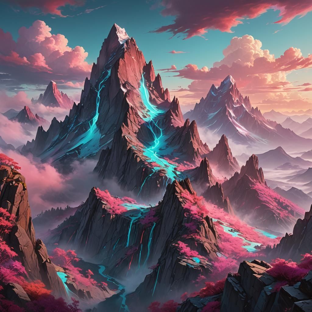 Majestic Mountain Peak Against Ethereal Sky