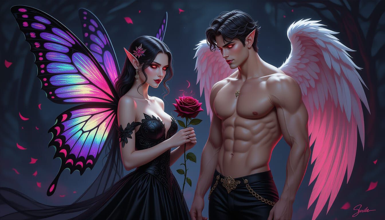 Gothic Faerie Meets Romantic Cupid in Dark Fantasy