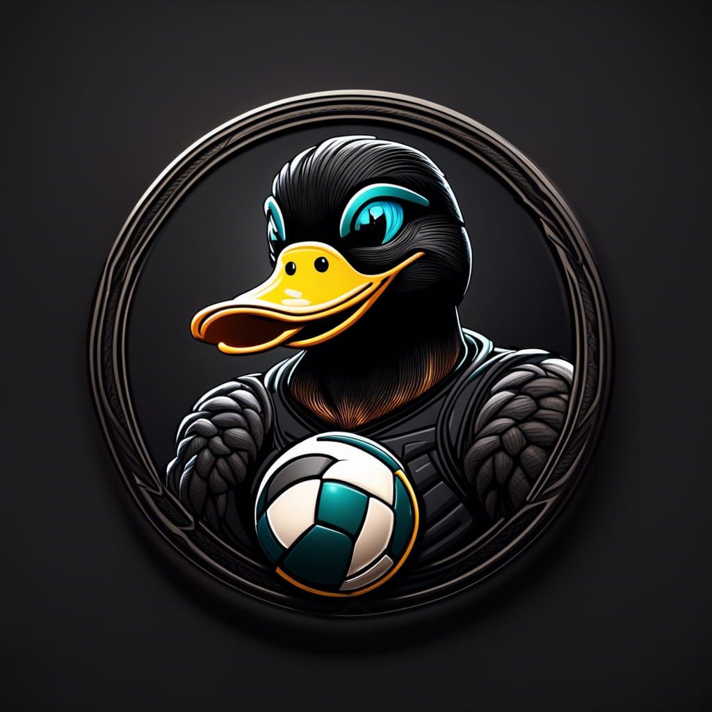 Esports Logo: Hyperrealistic Duck-Human Volleyball Cartoon