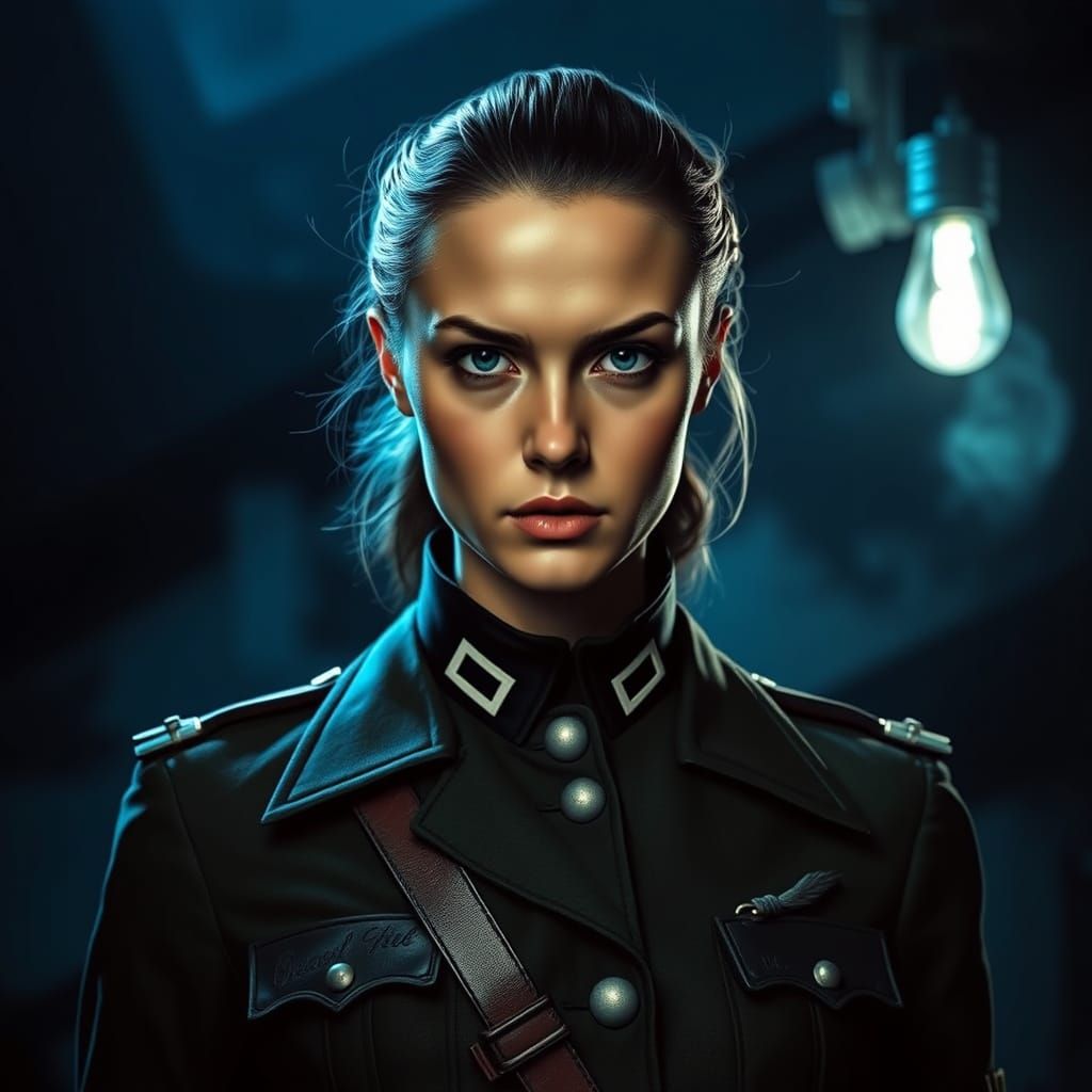 WW2 German Goddess Exudes Authority in Dark Interrogation Ch...