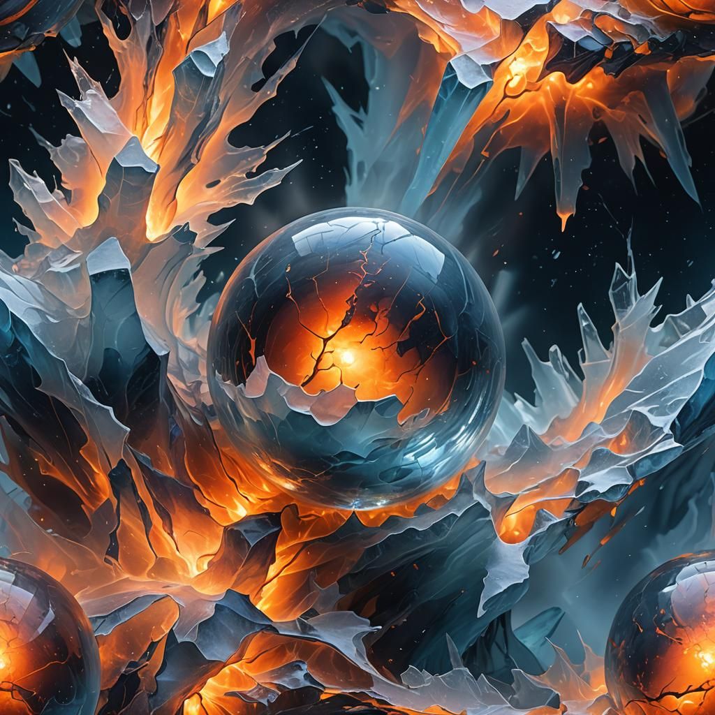 Fiery Core in Ice Sphere: Digital Matte Painting