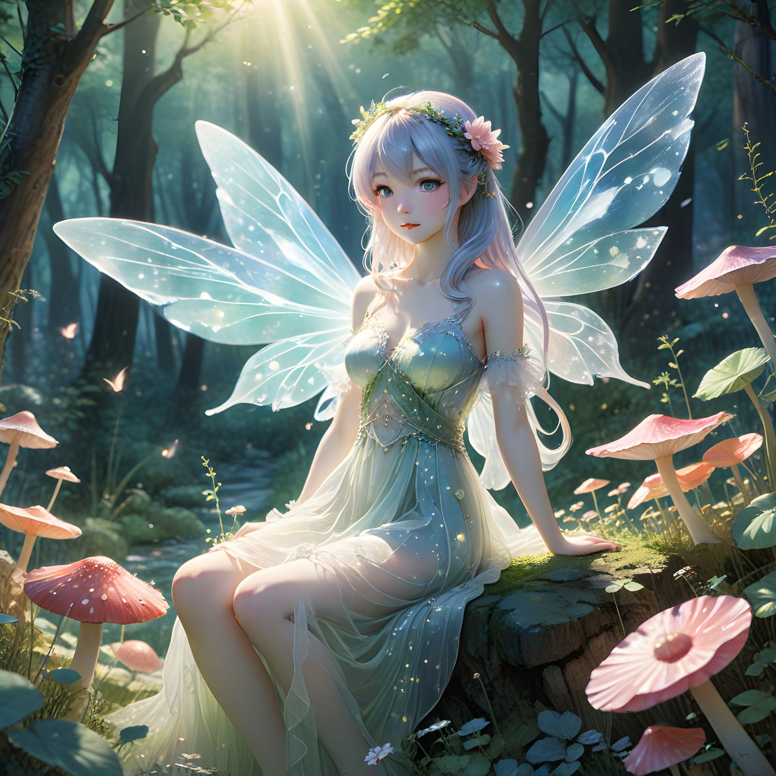 Mystical Anime Fairy in Japanese Manga Style