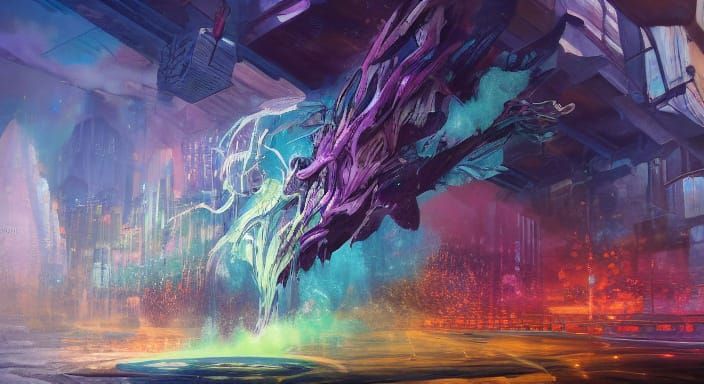 Surreal Crate Scene in Vibrant Polychromatic Style