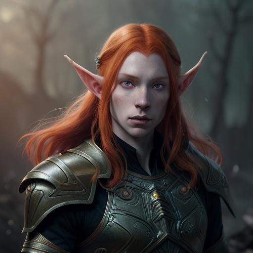 Fantasy Elf Portrait in Dark Fantasy Style