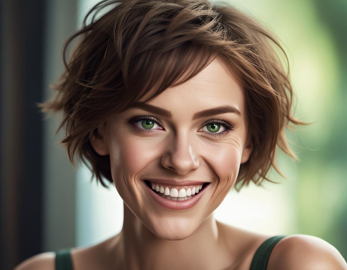 Hyperdetailed Portrait of a Beautiful Woman with Green Eyes