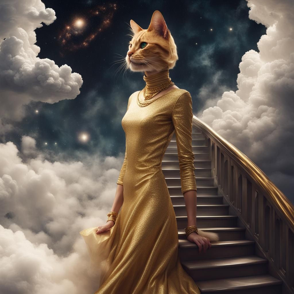 Galactic Cat-Human Ascending Cloud Stairs