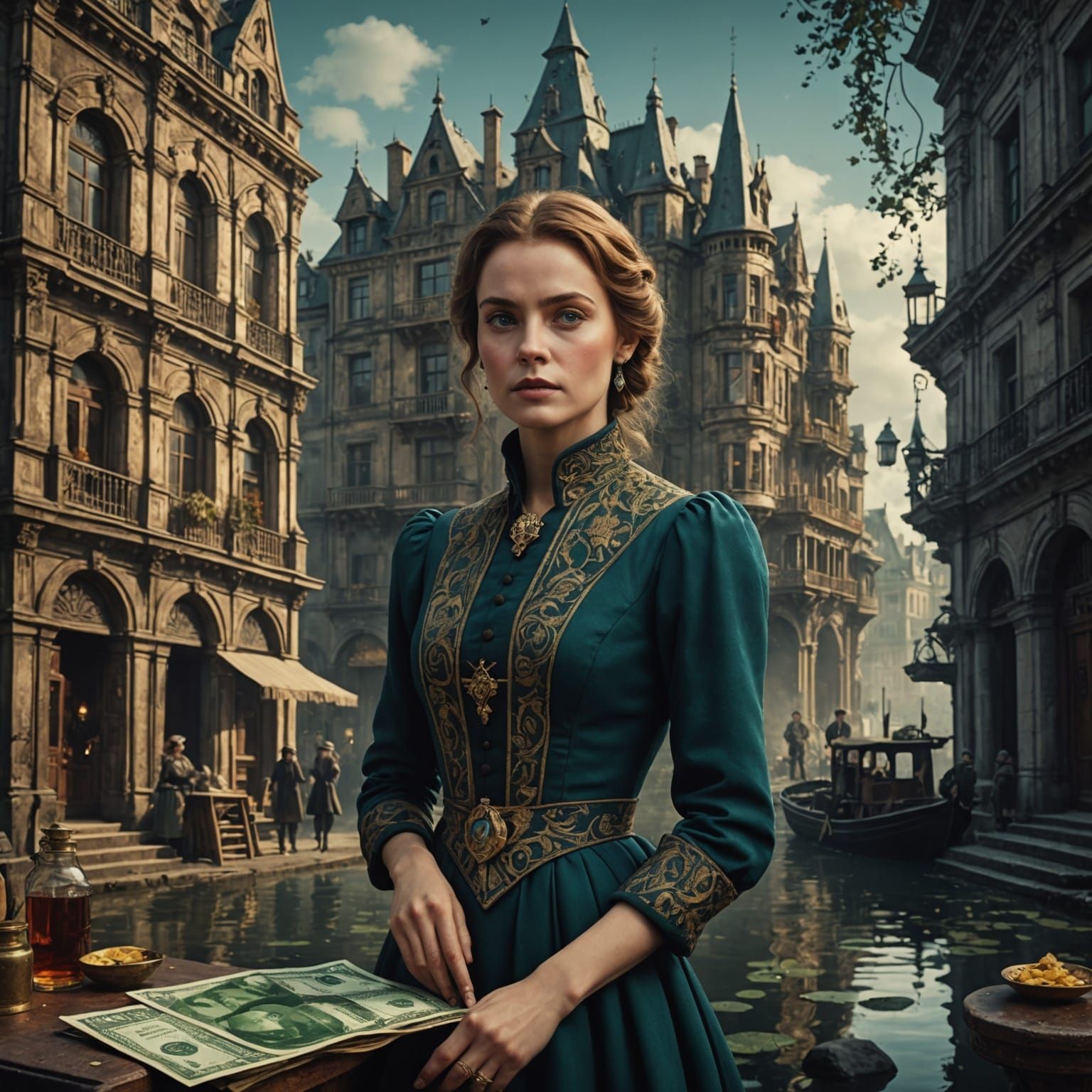 Elegant Woman in Old Money Style, Detailed Art