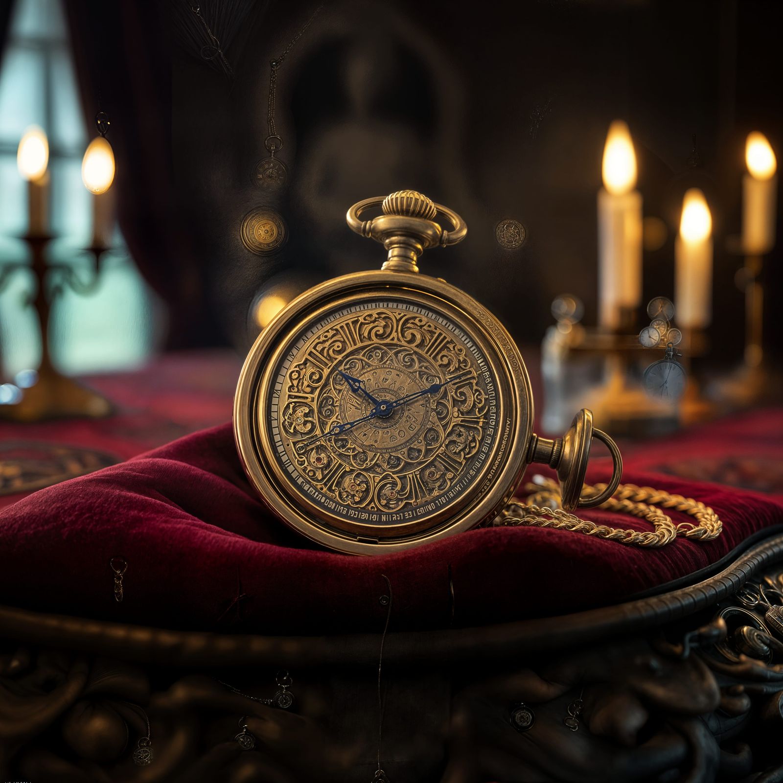 Antique Pocket Watch in Golden Accents