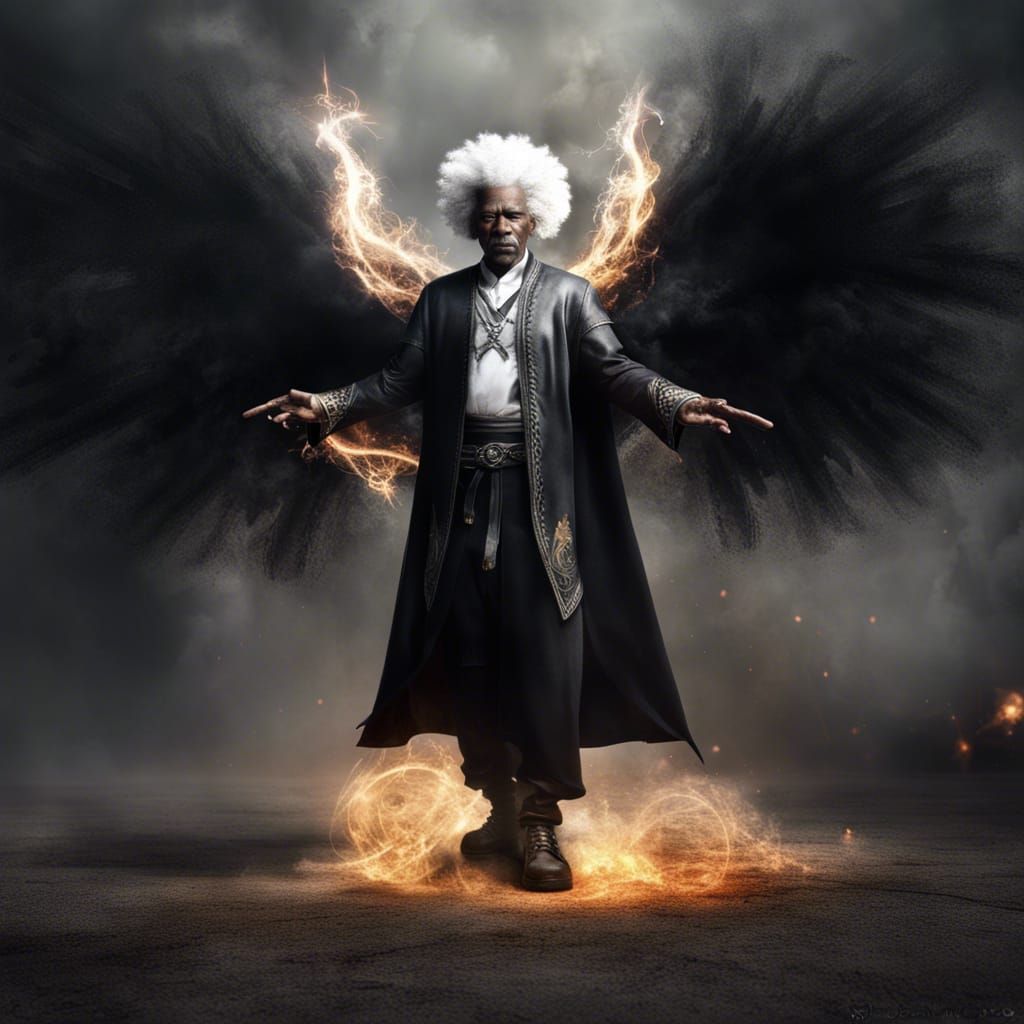 Fearsome Black Cleric Sorcerer with Fire Eyes