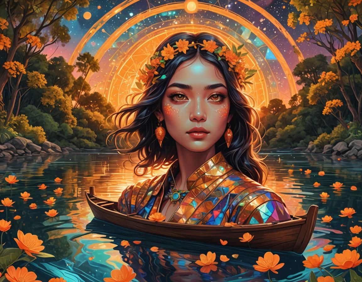 Psychedelic River Scene with Kaleidoscope Eyes