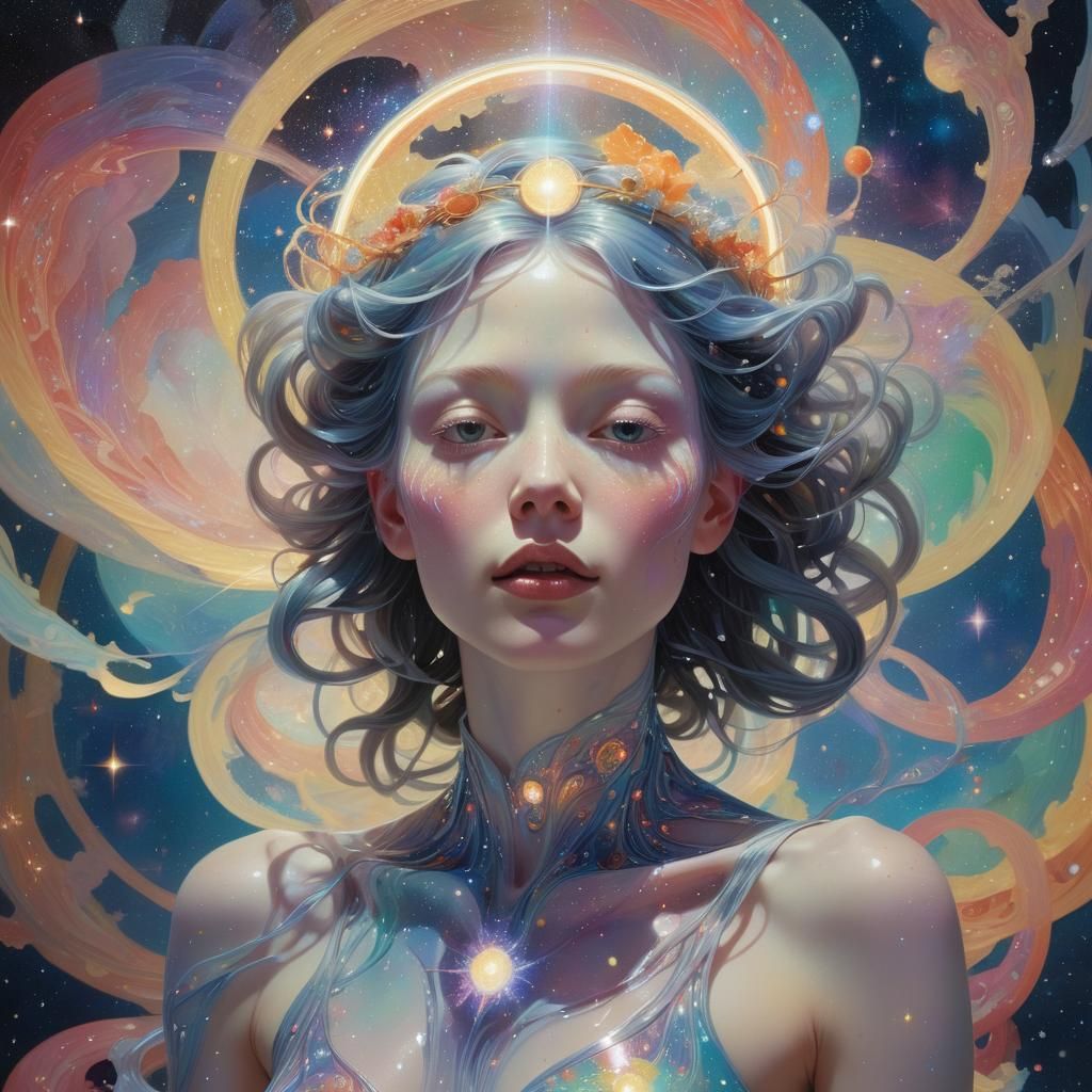 Ethereal Stardust Woman in Surrealist Style