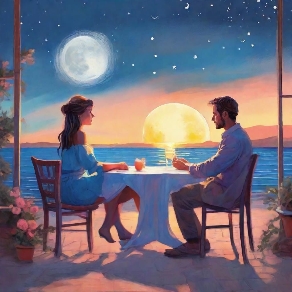 Romantic Seaside Proposal in Impressionist Style