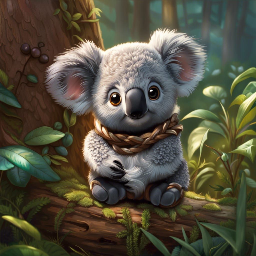 Adorable Toy Koala: Detailed Digital Art