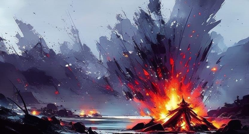 Epic Roaring Campfire on Beach at Night