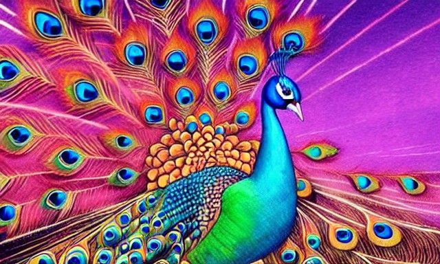 Radiant Peacock: Cel-Shaded Storybook Illustration