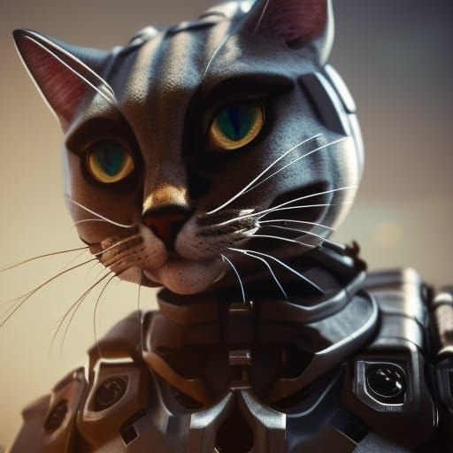 Futuristic Robotic Cat with Intricate Mech Details