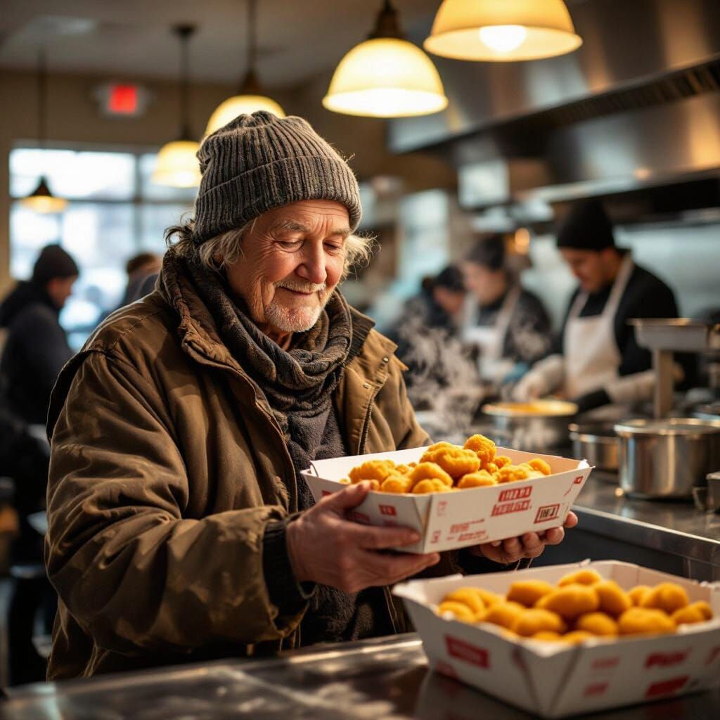 Kindness at the Soup Kitchen: Chicken Nuggets Shared