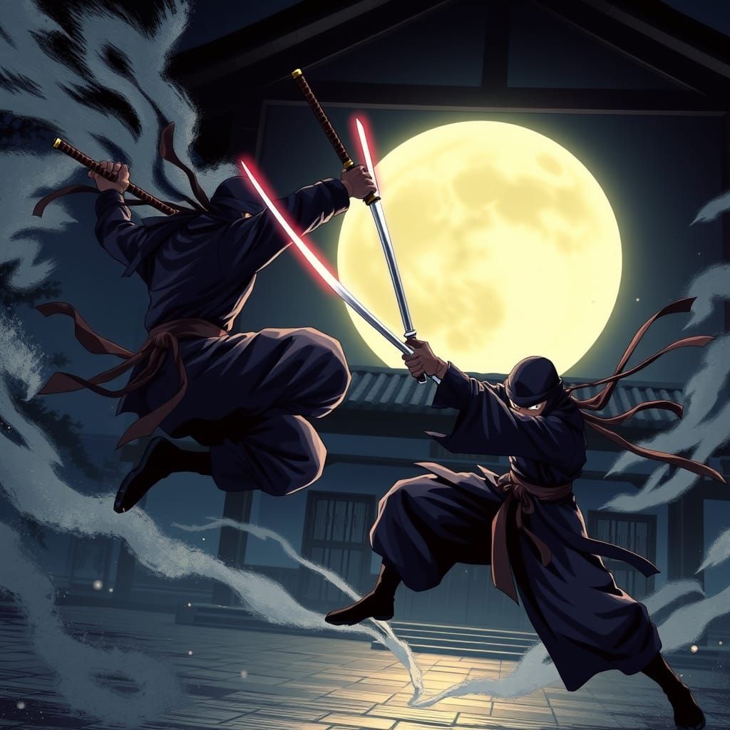 Anime Ninjas Duel in Gravity-Defying Aerial Attack