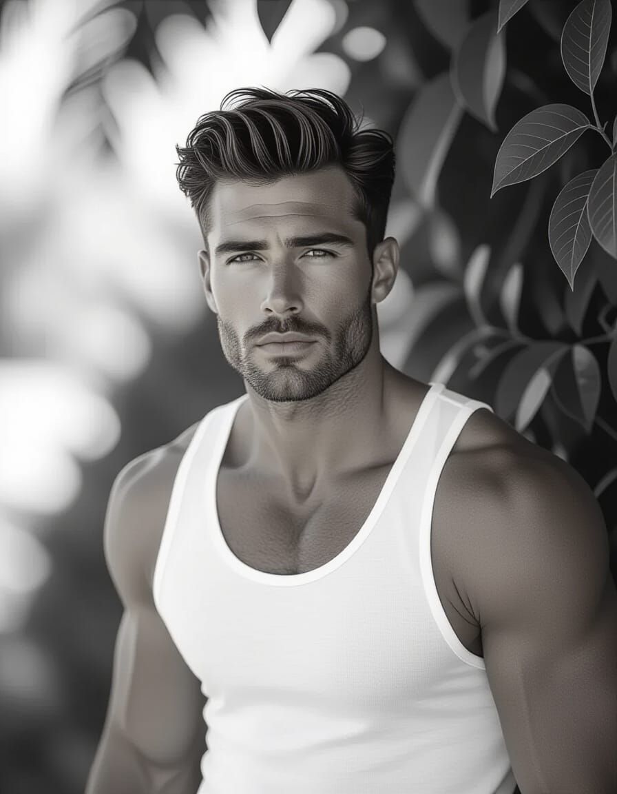 Contemplative Man in Earthy Photorealism Style