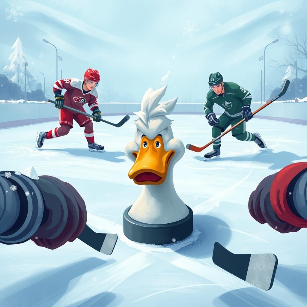 Winter Hockey Showdown with a Fowl Twist