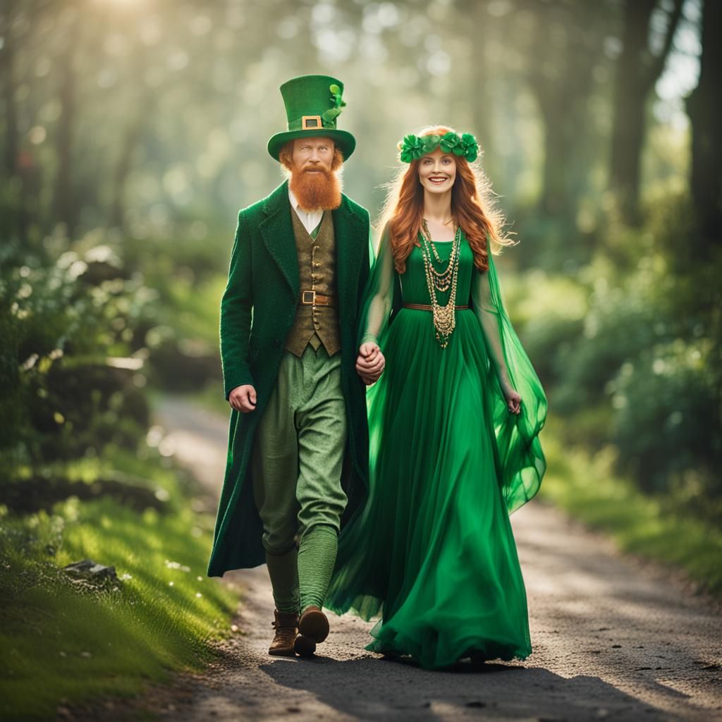 Irish Goddess and Leprechaun in Natural Light