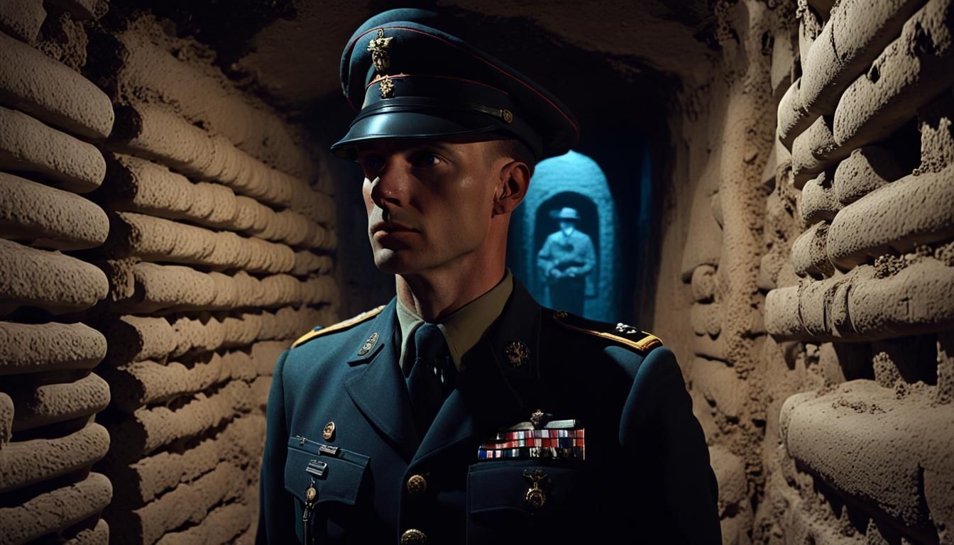 Paris Catacombs: US Army Officer in Film Noir Black Light Ar...
